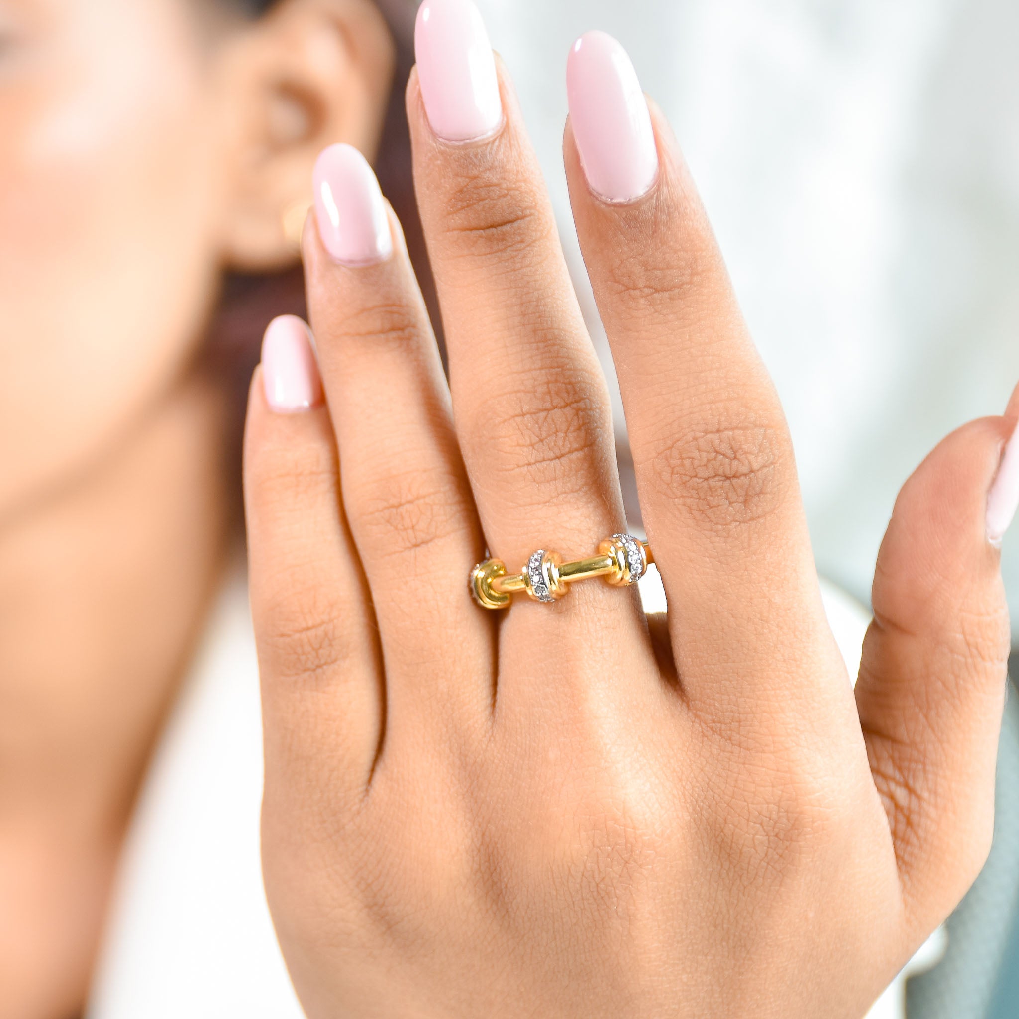 Rhinestone Node Bangle & Ring Set