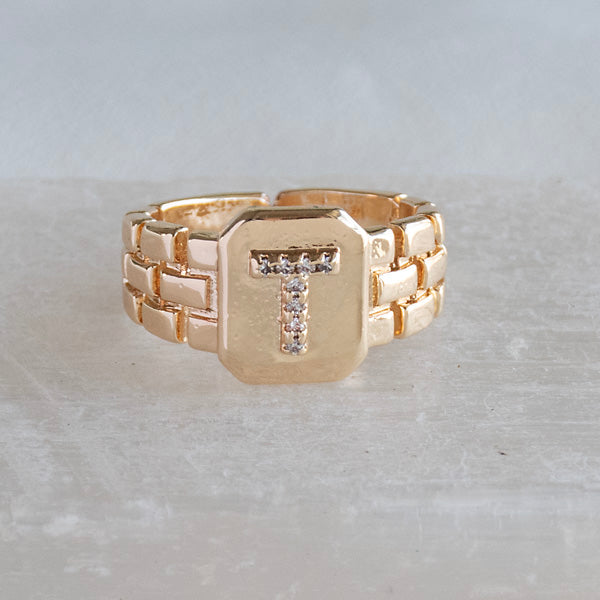 Diamond Initial Studded Ring