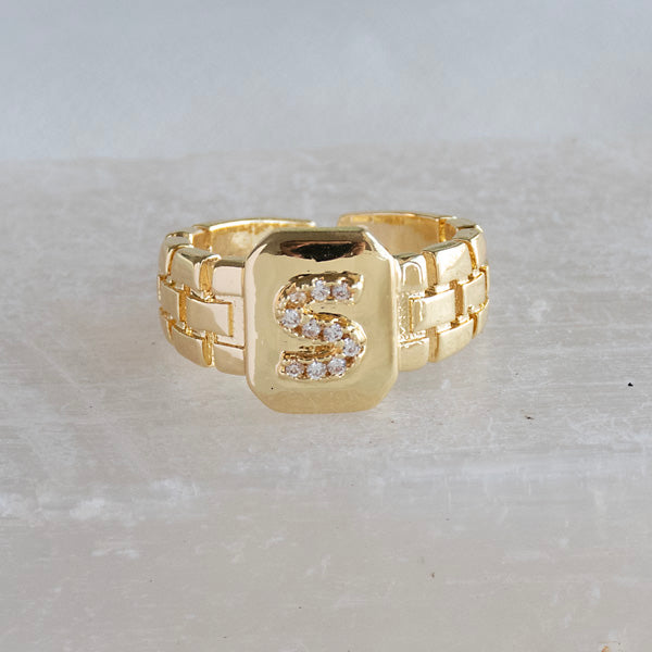 Diamond Initial Studded Ring