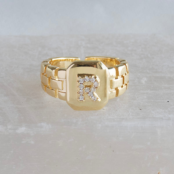 Diamond Initial Studded Ring