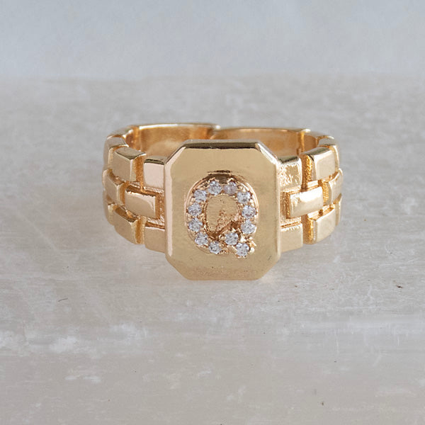 Diamond Initial Studded Ring