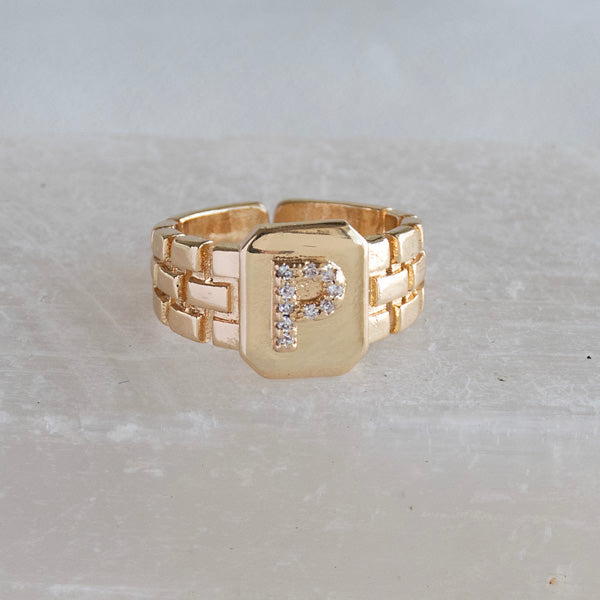 Diamond Initial Studded Ring