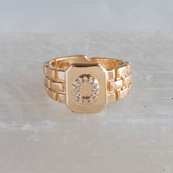 Diamond Initial Studded Ring