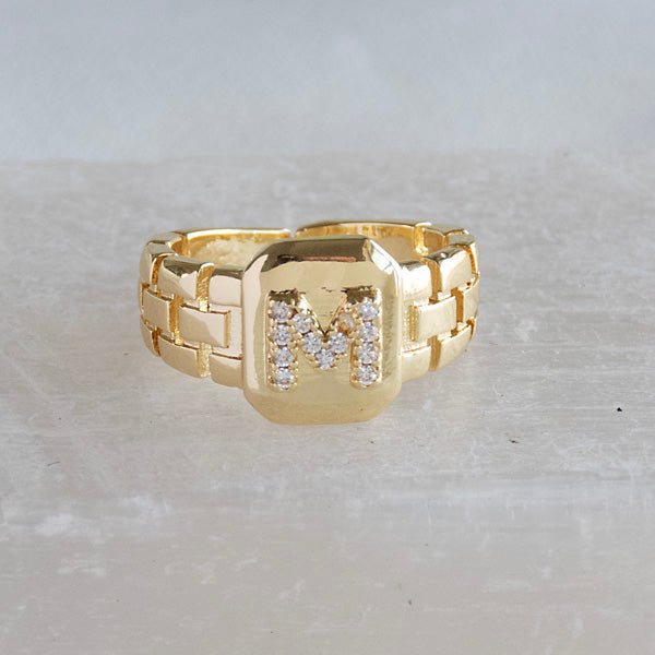 Diamond Initial Studded Ring