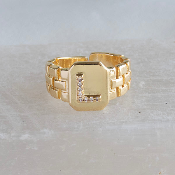 Diamond Initial Studded Ring