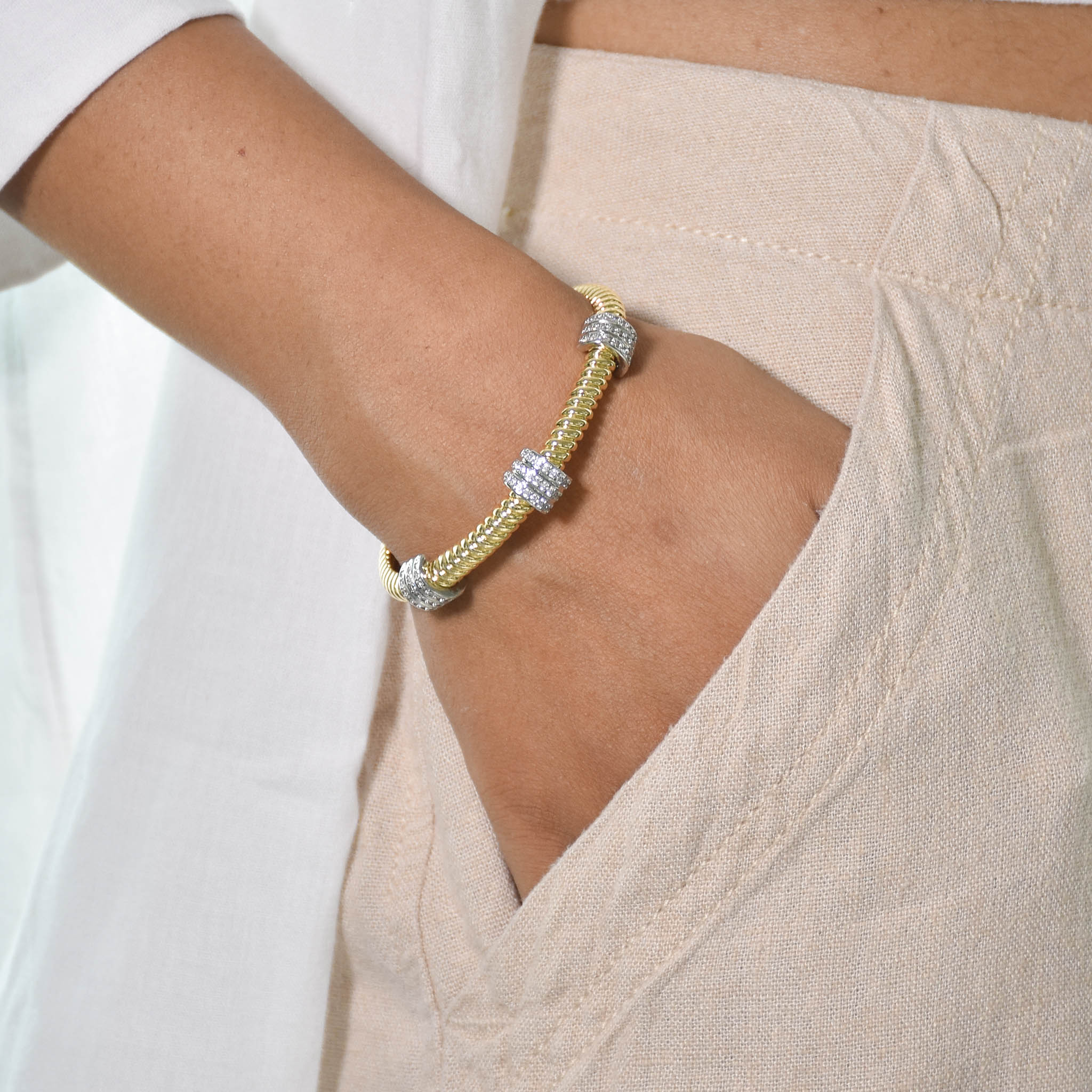 Gilded Twisted Bangle & Ring Set