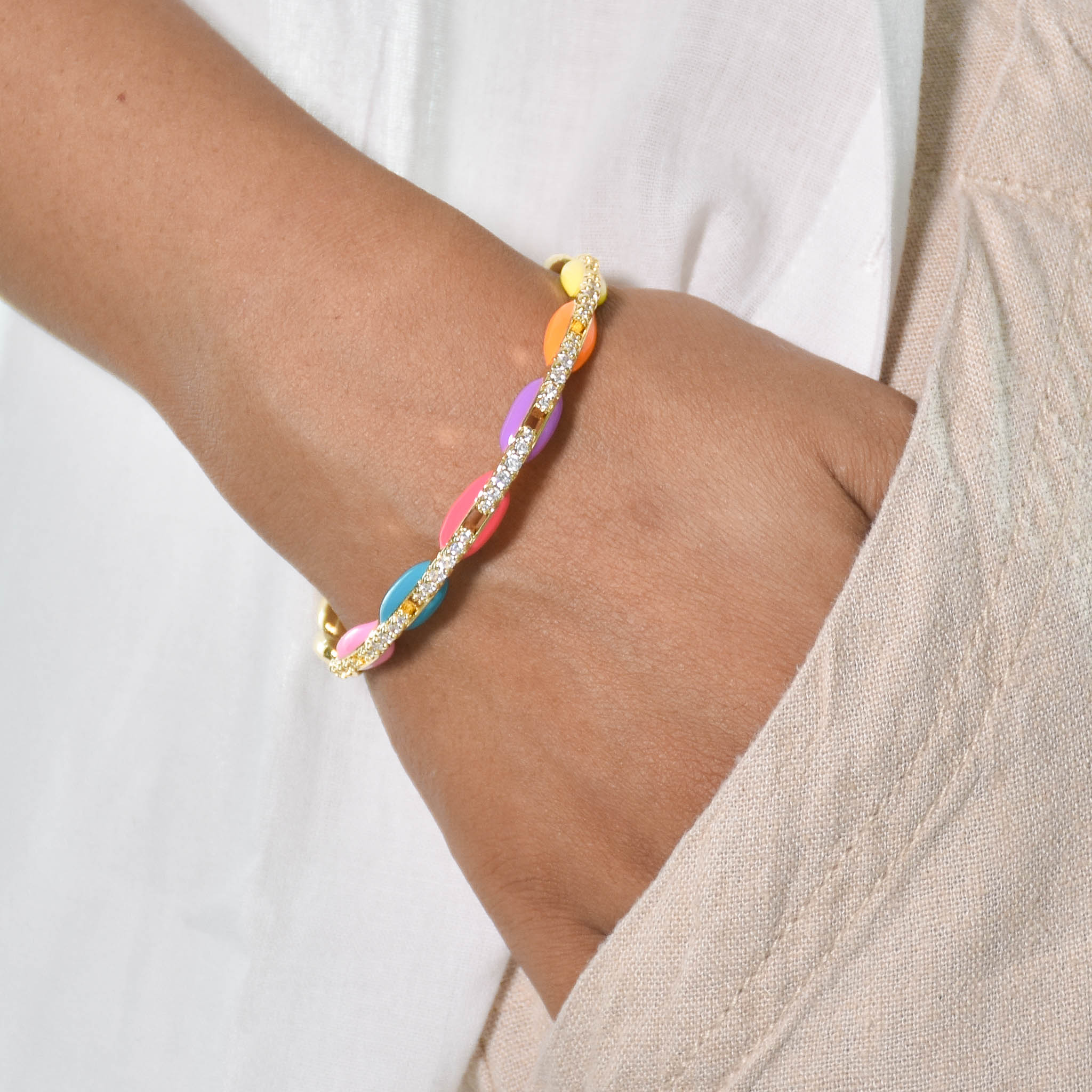 Interlinked Rhinestone Bangle