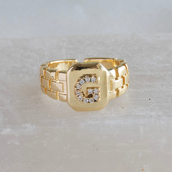 Diamond Initial Studded Ring