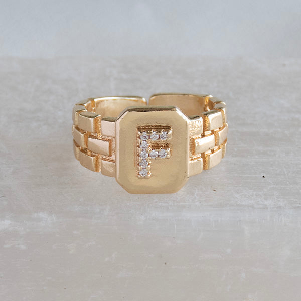 Diamond Initial Studded Ring