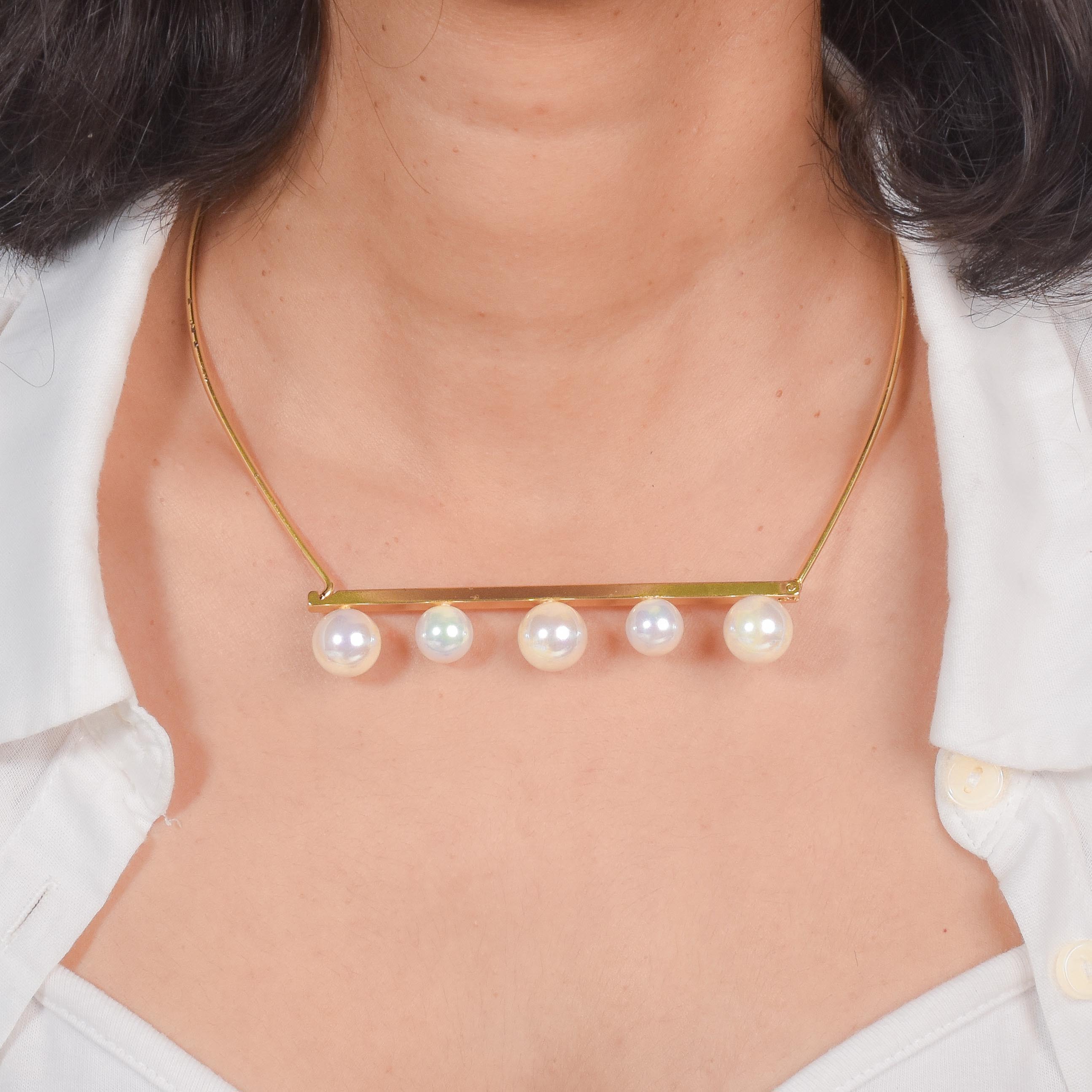 Architectural Pearl Bar Necklace