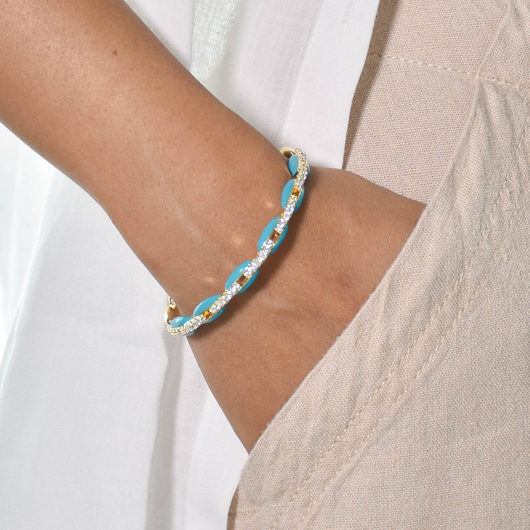 Interlinked Rhinestone Bangle