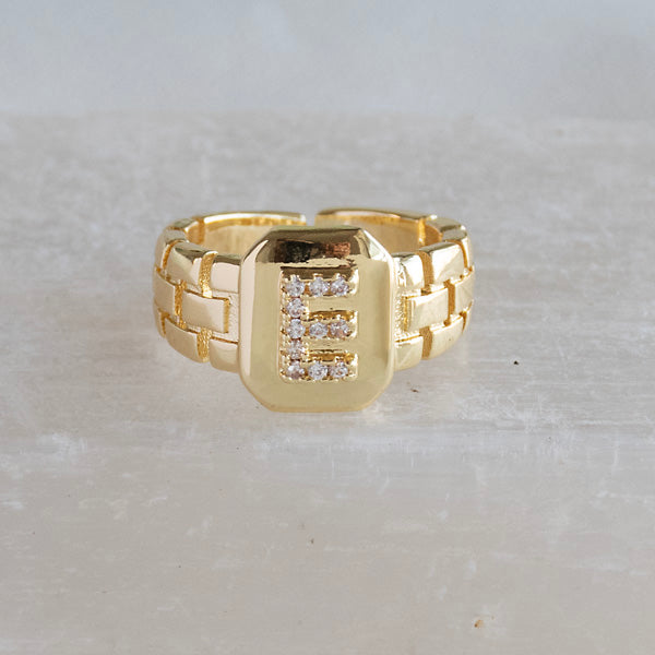 Diamond Initial Studded Ring