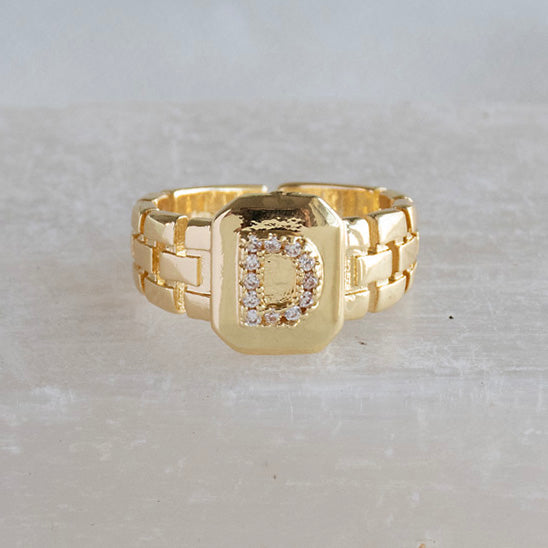 Diamond Initial Studded Ring