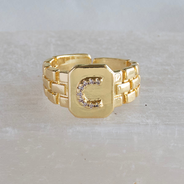 Diamond Initial Studded Ring