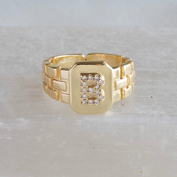 Diamond Initial Studded Ring