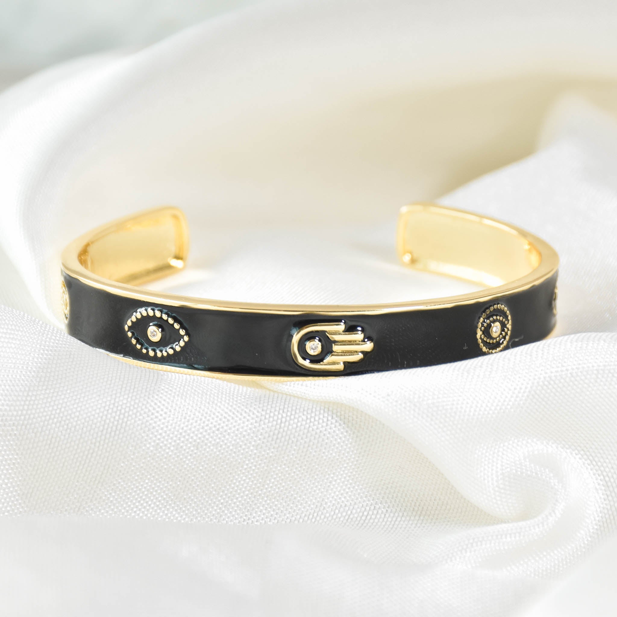 Pastel Hamsa Evil Eye Cuffs