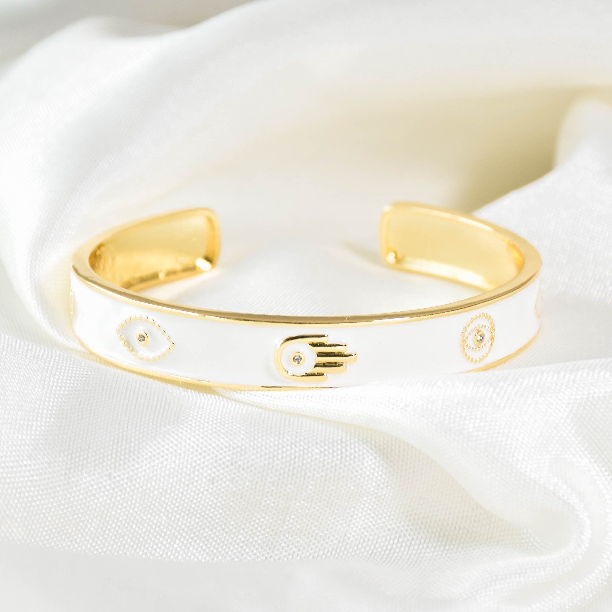 Pastel Hamsa Evil Eye Cuffs