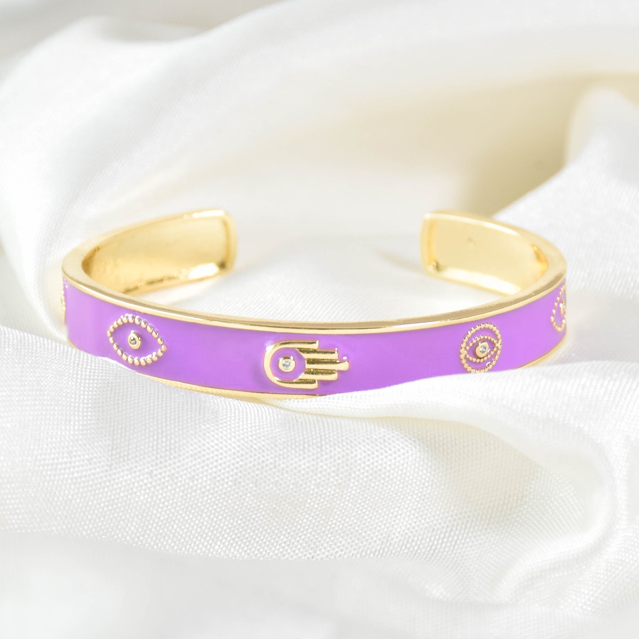 Pastel Hamsa Evil Eye Cuffs