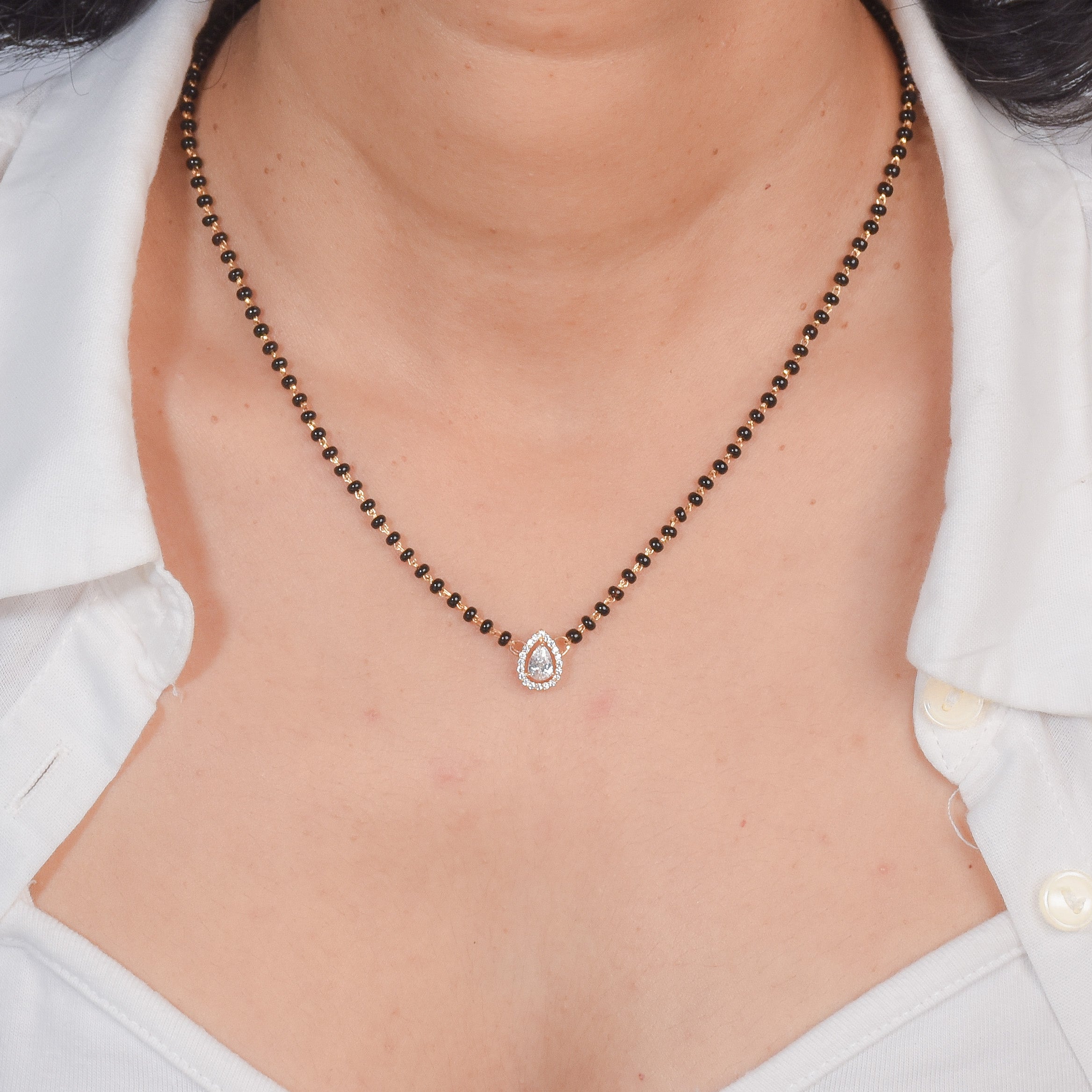 Pear Drop Diamond Mangalsutra Necklace