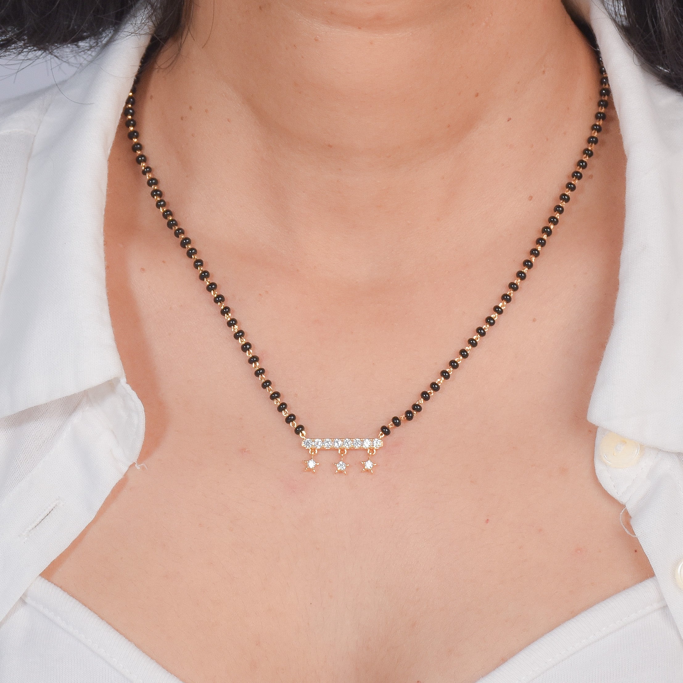 Diamond Star Bar Mangalsutra Necklace
