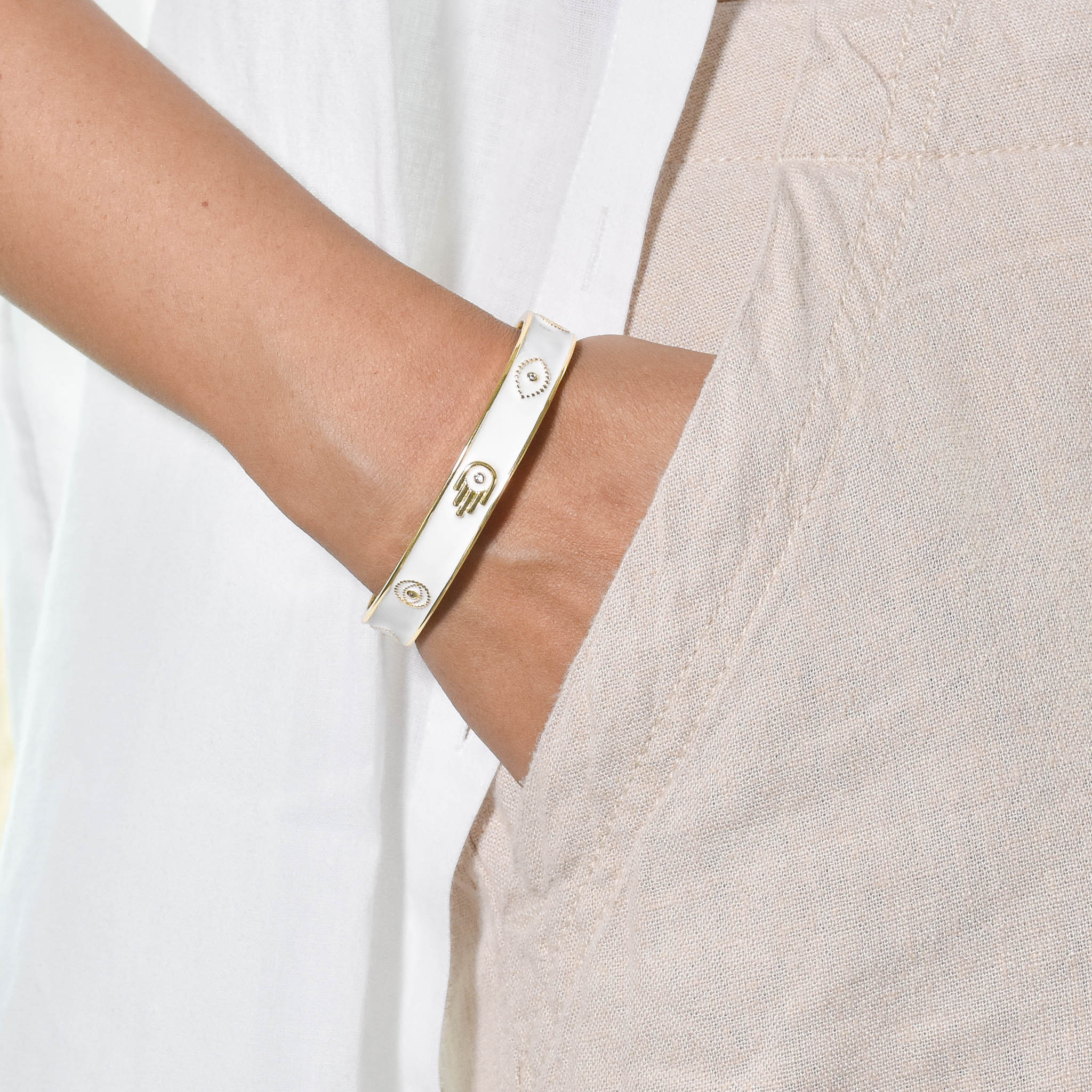 Pastel Hamsa Evil Eye Cuffs