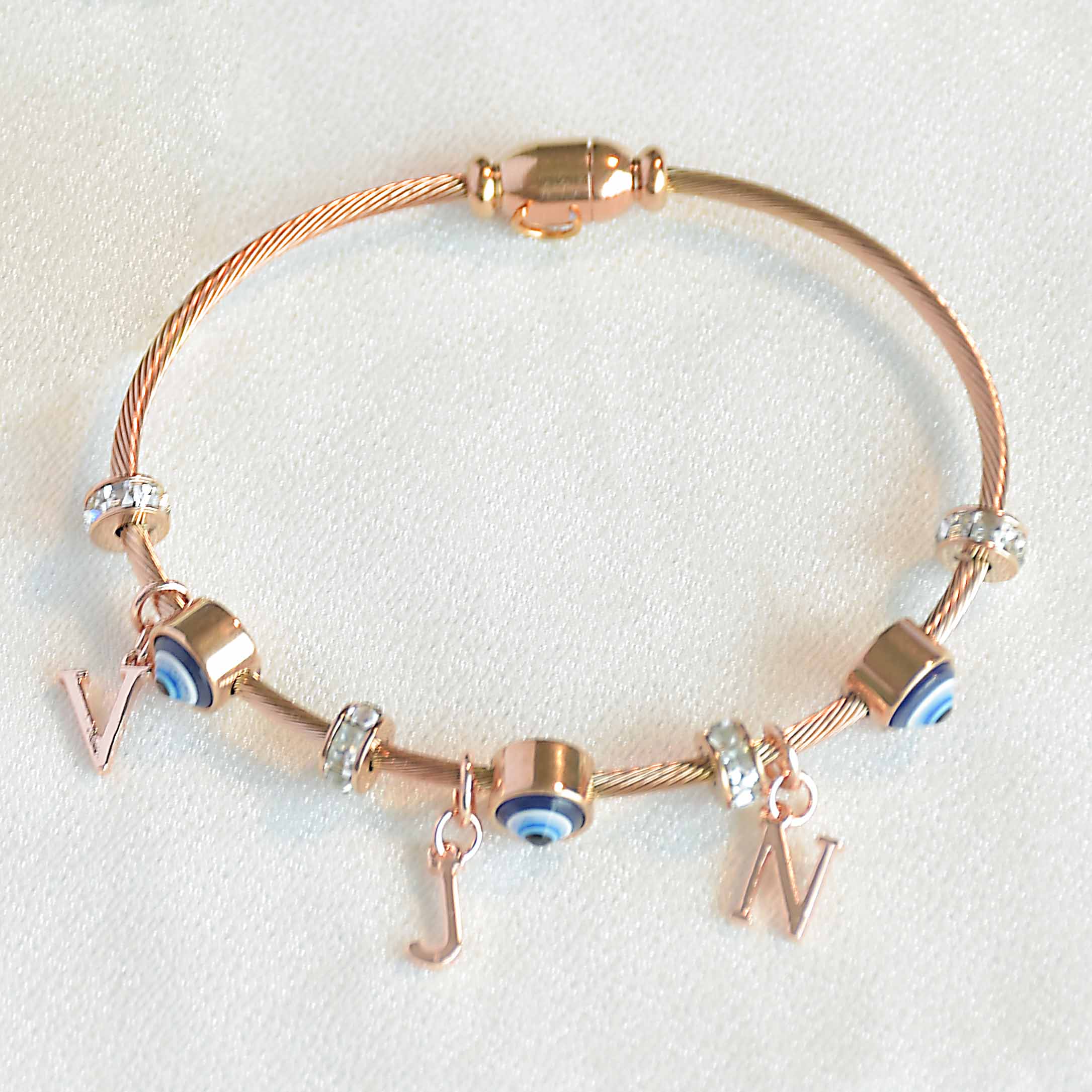 Custom Classic Evil Eye Bangle | Personalize with 2 or 3 Initials