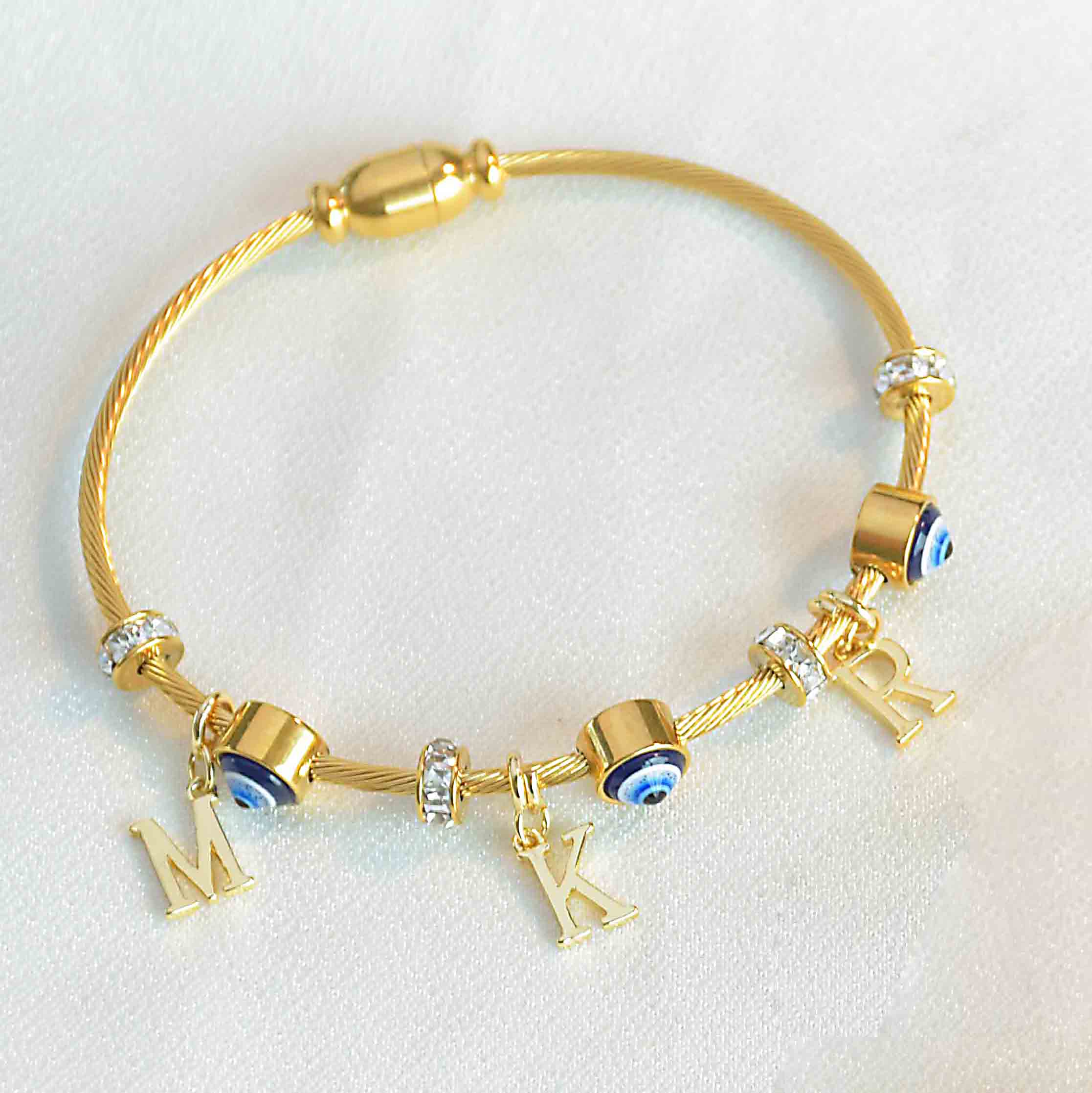 Custom Classic Evil Eye Bangle | Personalize with 2 or 3 Initials