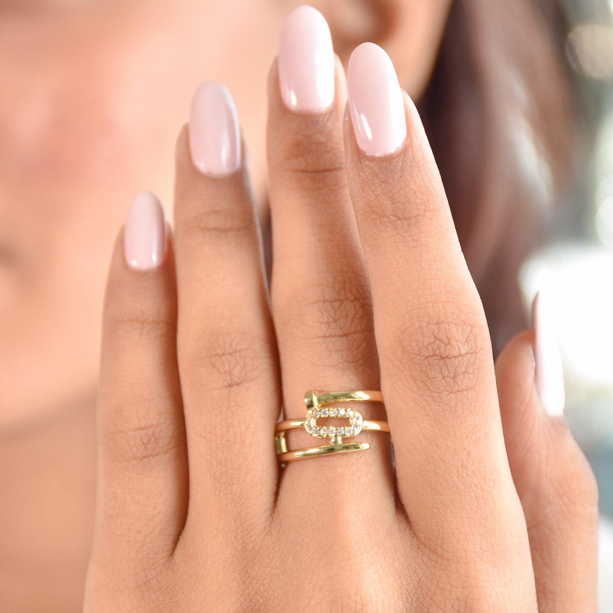 Sparkling Oval Nail Ring