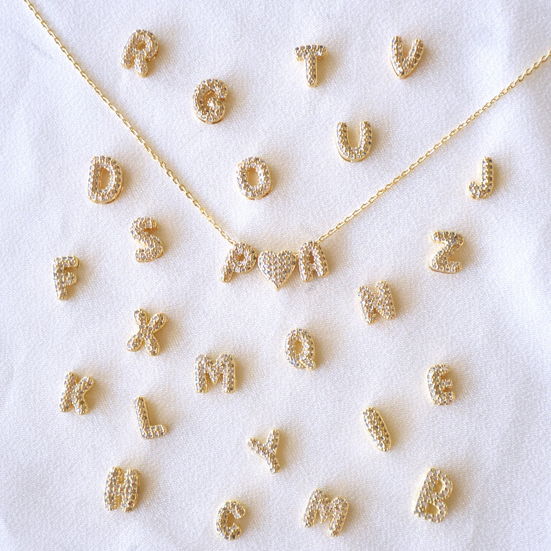 Couple Initial Necklace | Personalised Love Pendant with Heart Charm