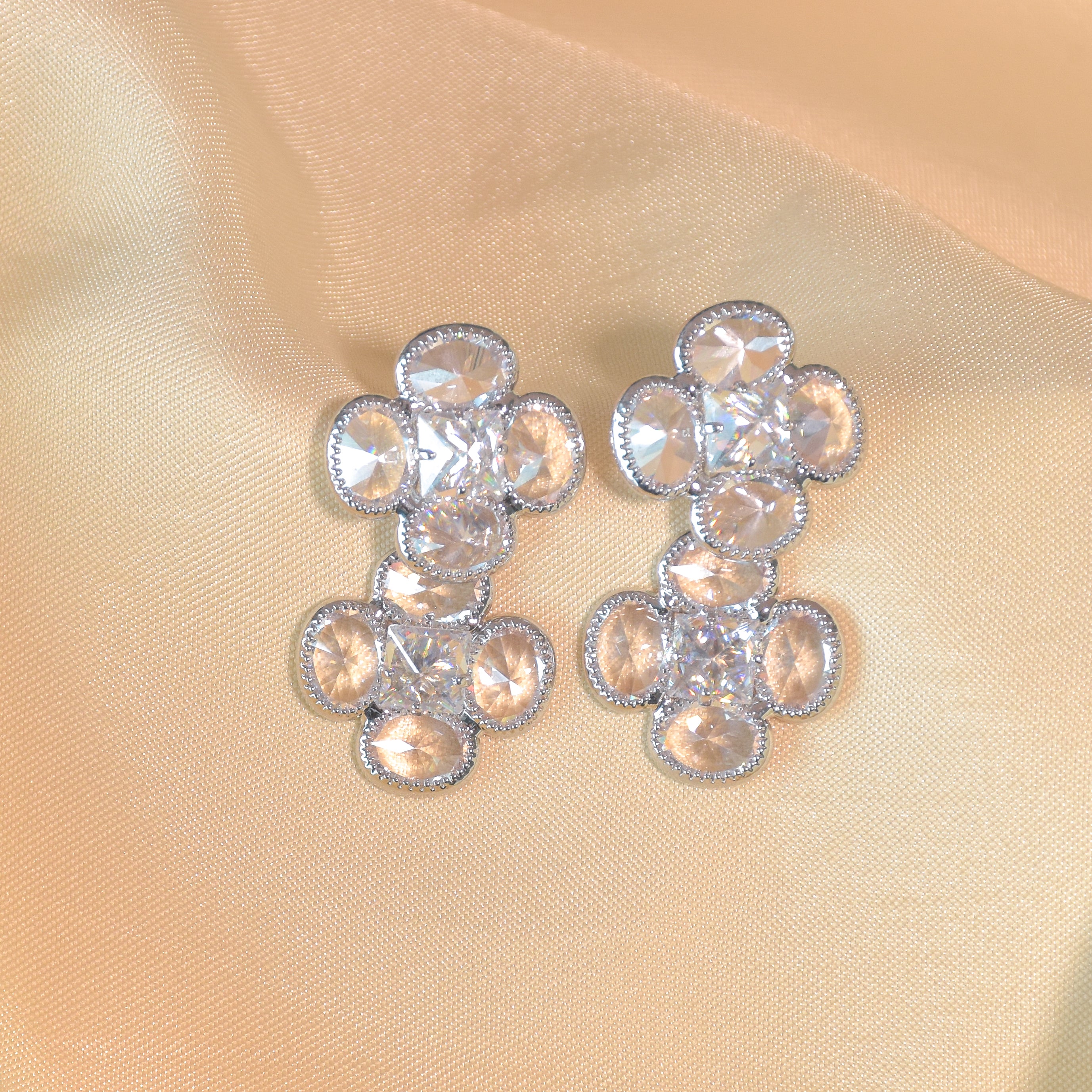 Clear Crystal Flower Earrings