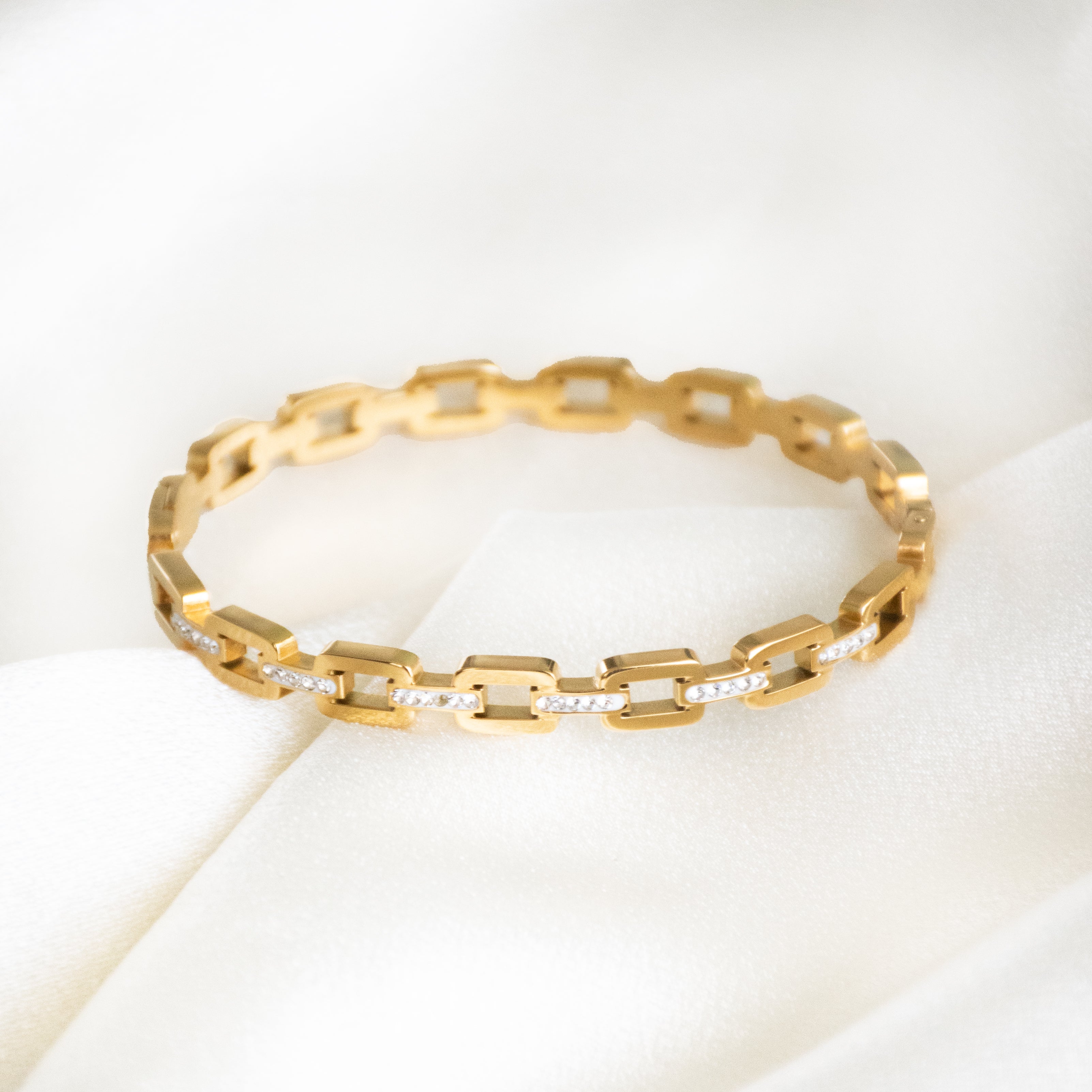 Studded Buckle Link Bangle