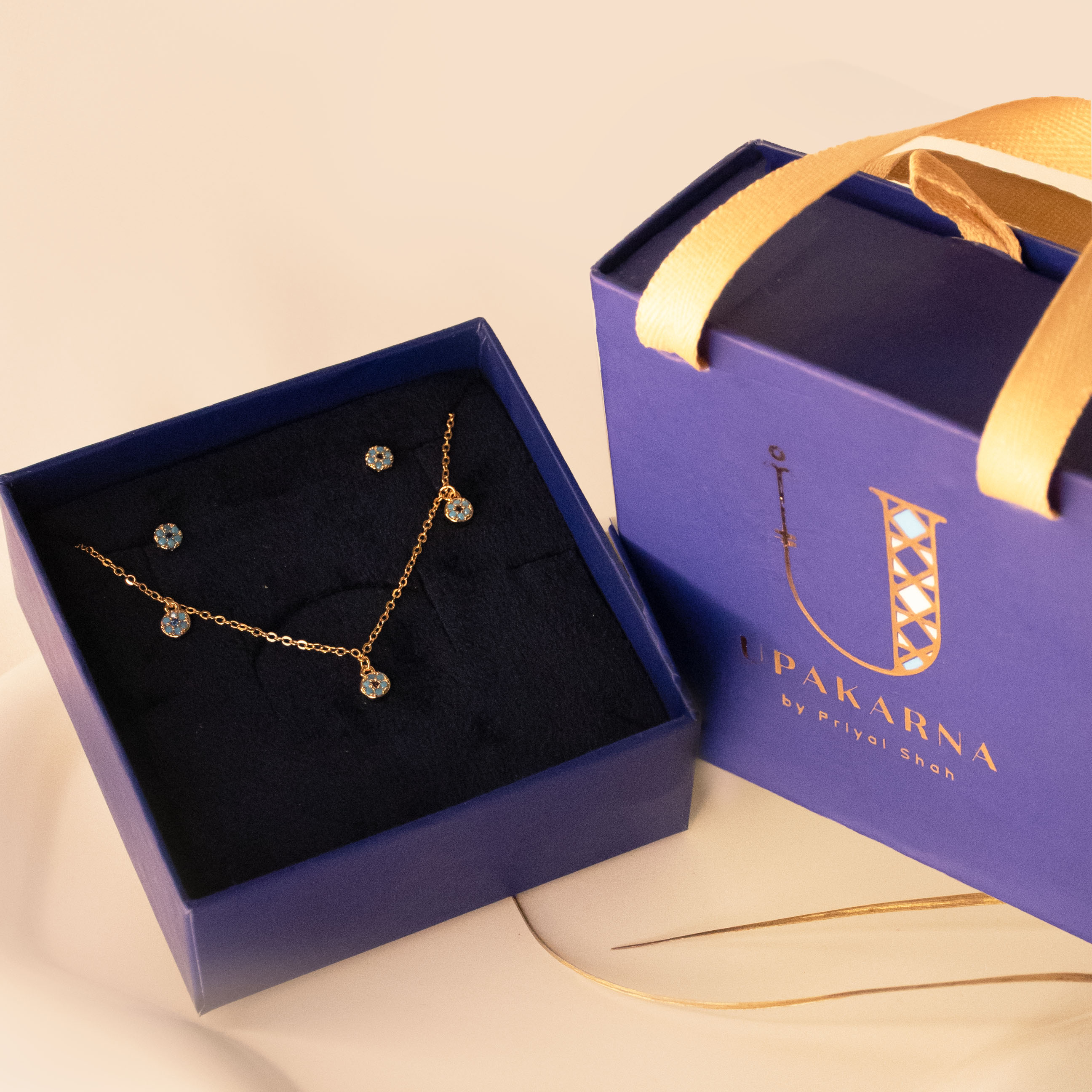 Tiny Round Evileye Charms Necklace Gift Set