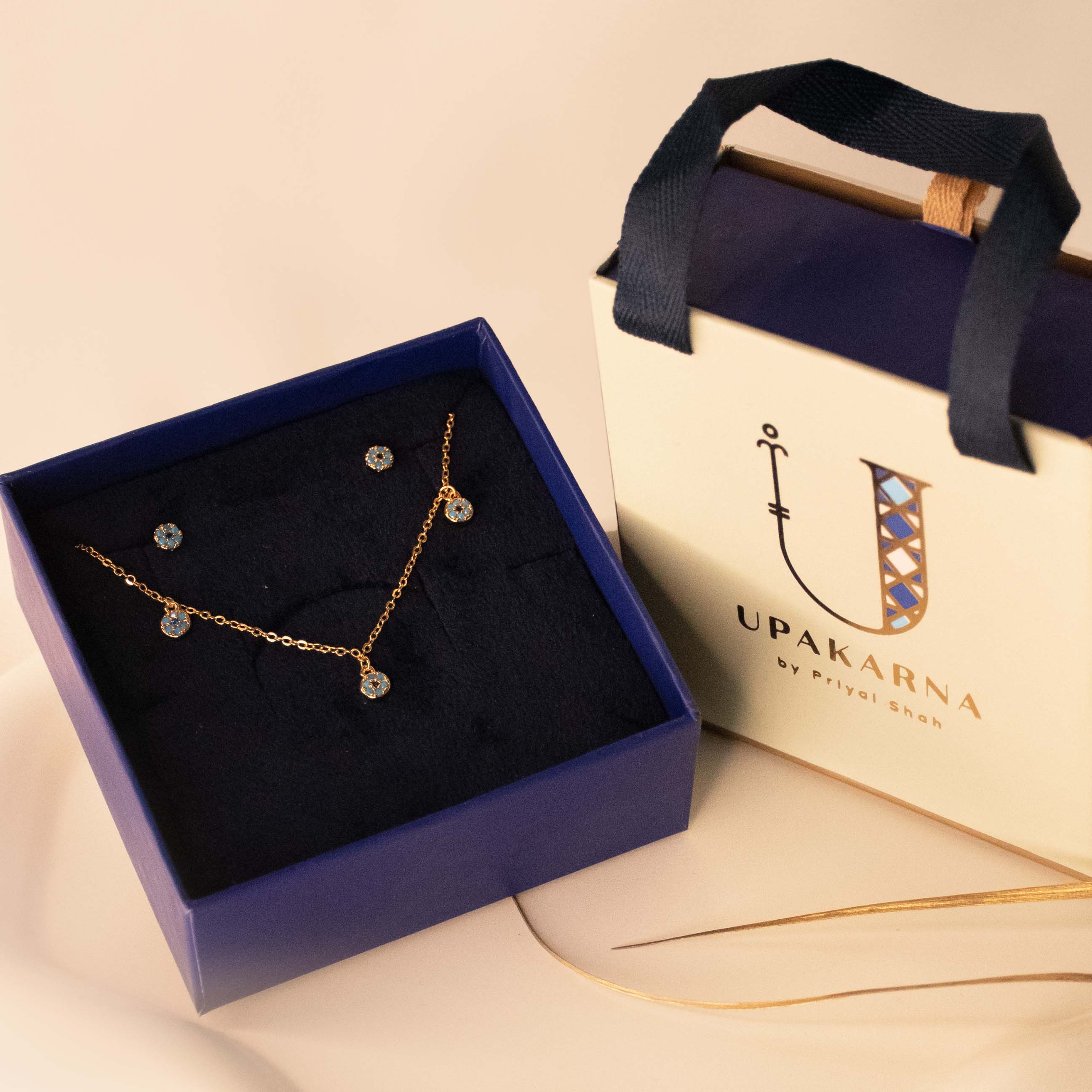 Tiny Round Evileye Charms Necklace Gift Set