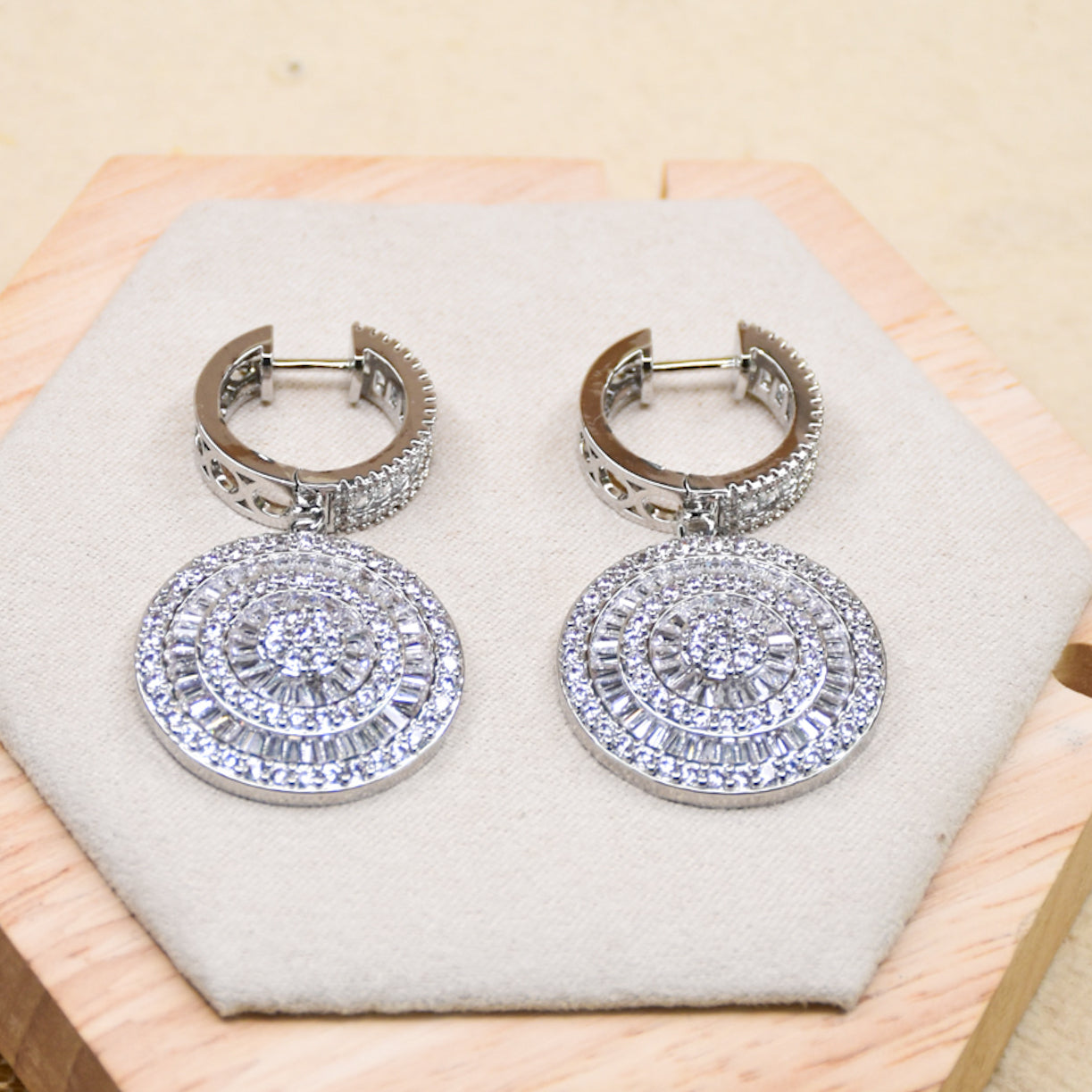 Studded Silver Sequence Earrings
