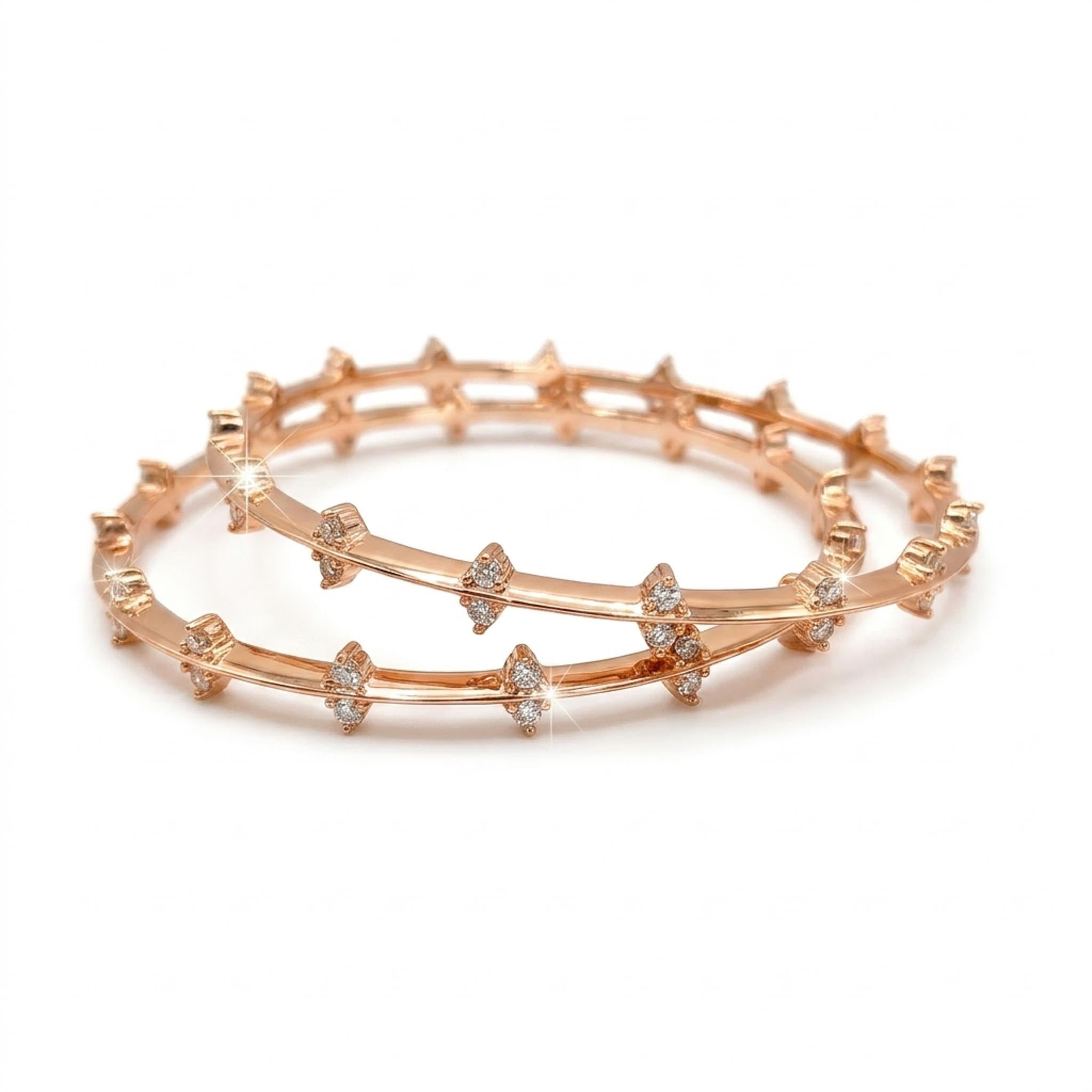 Diamond Crest Bangles featuring sparkling crystal stones in a timeless and elegant design.