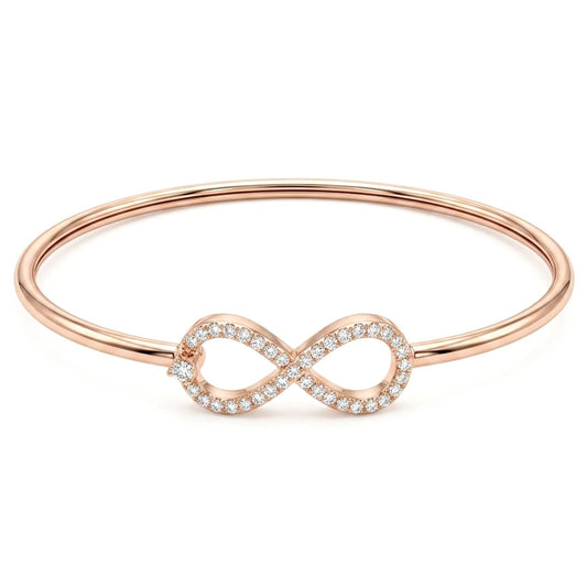Diamond Infinity Bangle featuring sparkling stone accents and an infinity motif,