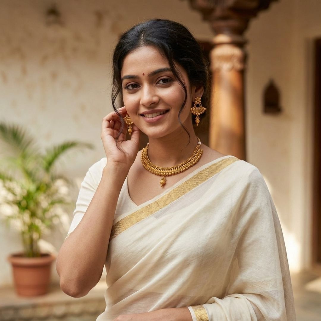 Traditional Indian necklace set with antique finish and matching earrings