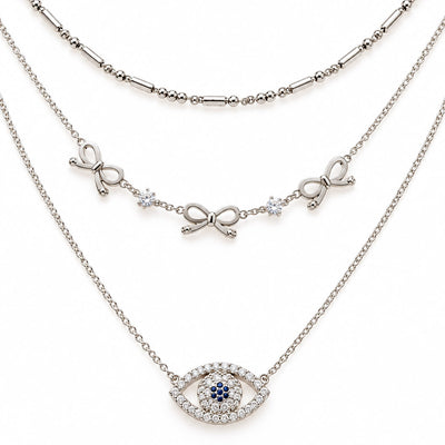 Evil Eye Bow Stack | Anti-tarnish | Gold-plated