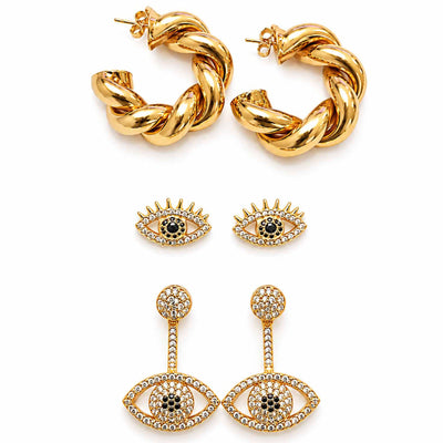 Evil Eye Glow Earring Stack | Anti-Tarnish