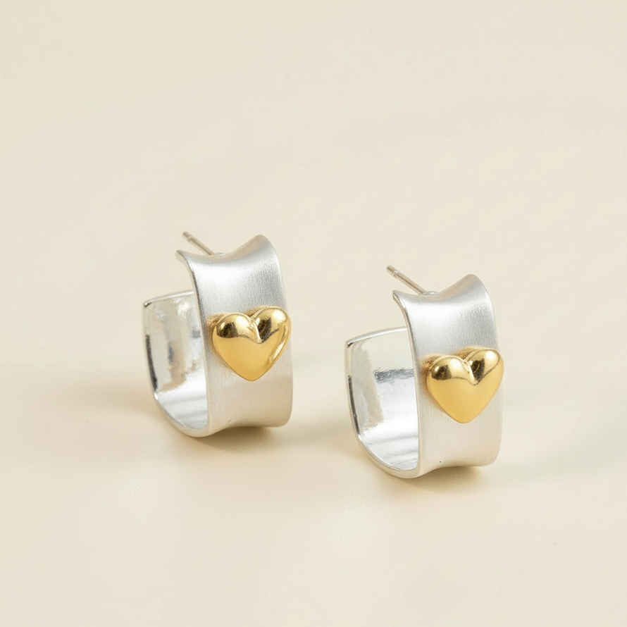 Sculpted Heart Hoop Earring