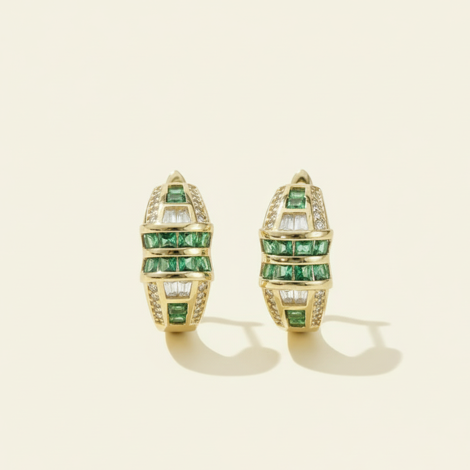 Emerald Cascade Hoop Earring