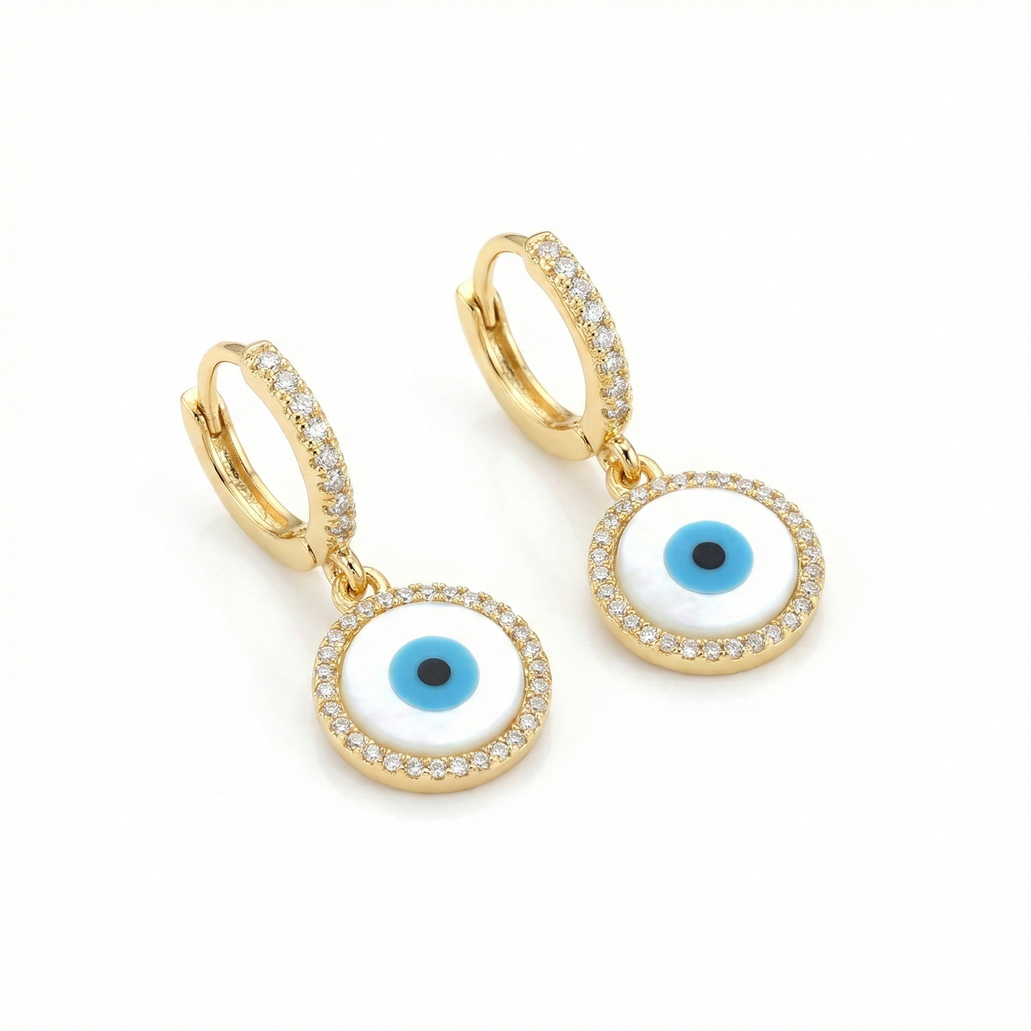 Circular Evil Eye Drop Earings