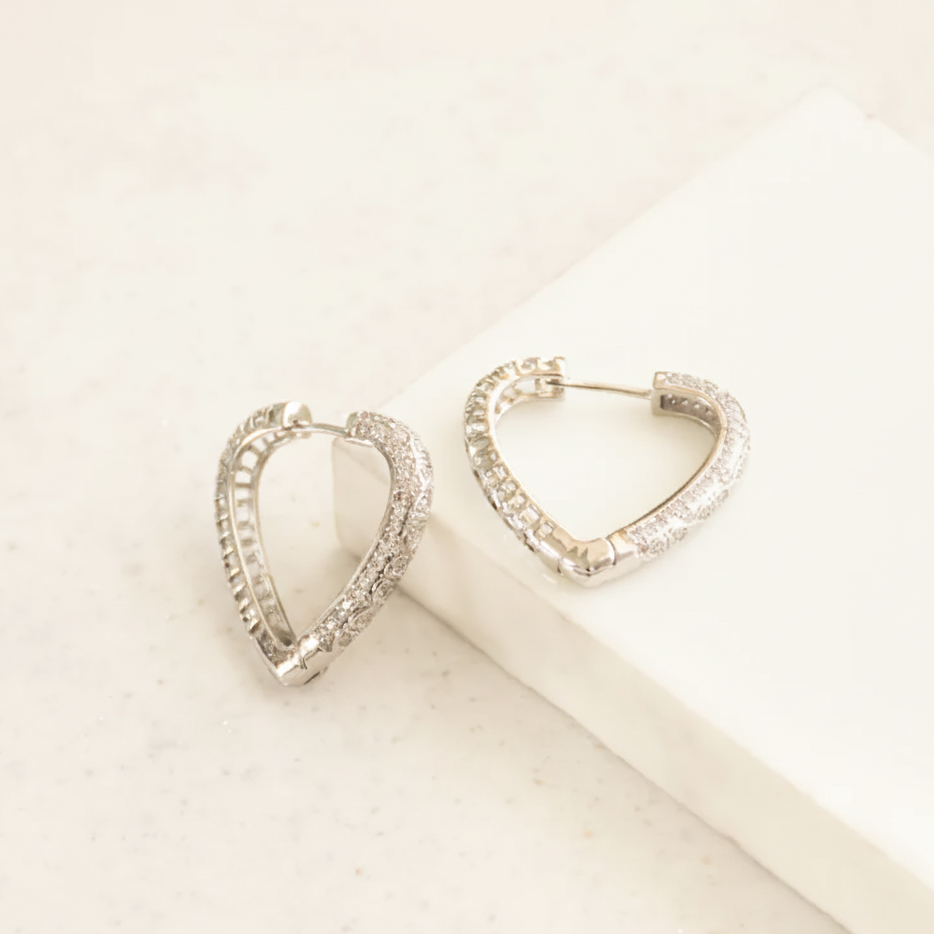 Studded Heart Hoop Earrings