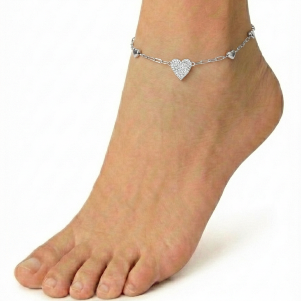 Gilded Heart Linked Anklet
