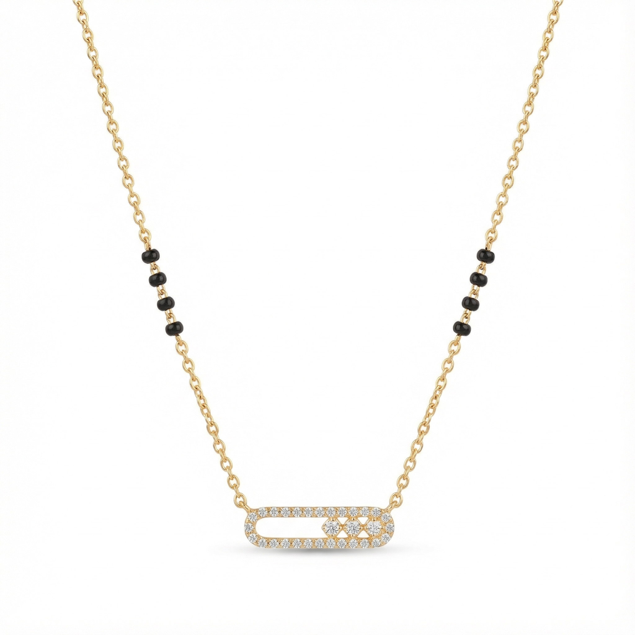 Diamond Halo Bar Mangalsutra Necklace