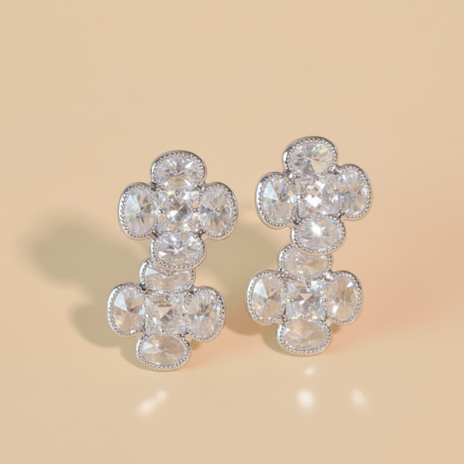 Clear Crystal Flower Earrings
