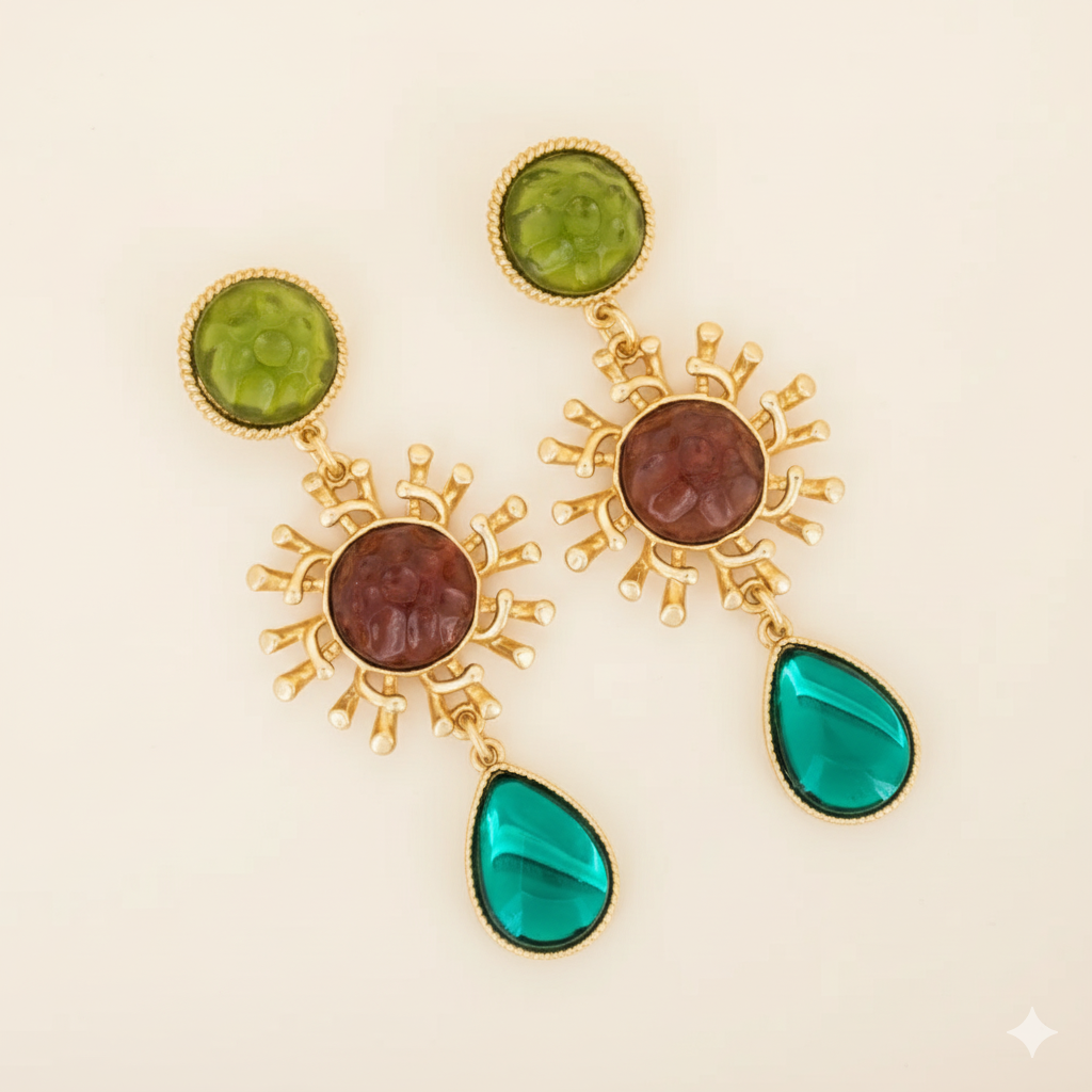 Dazzling Sunburst Drop Statement Earrings