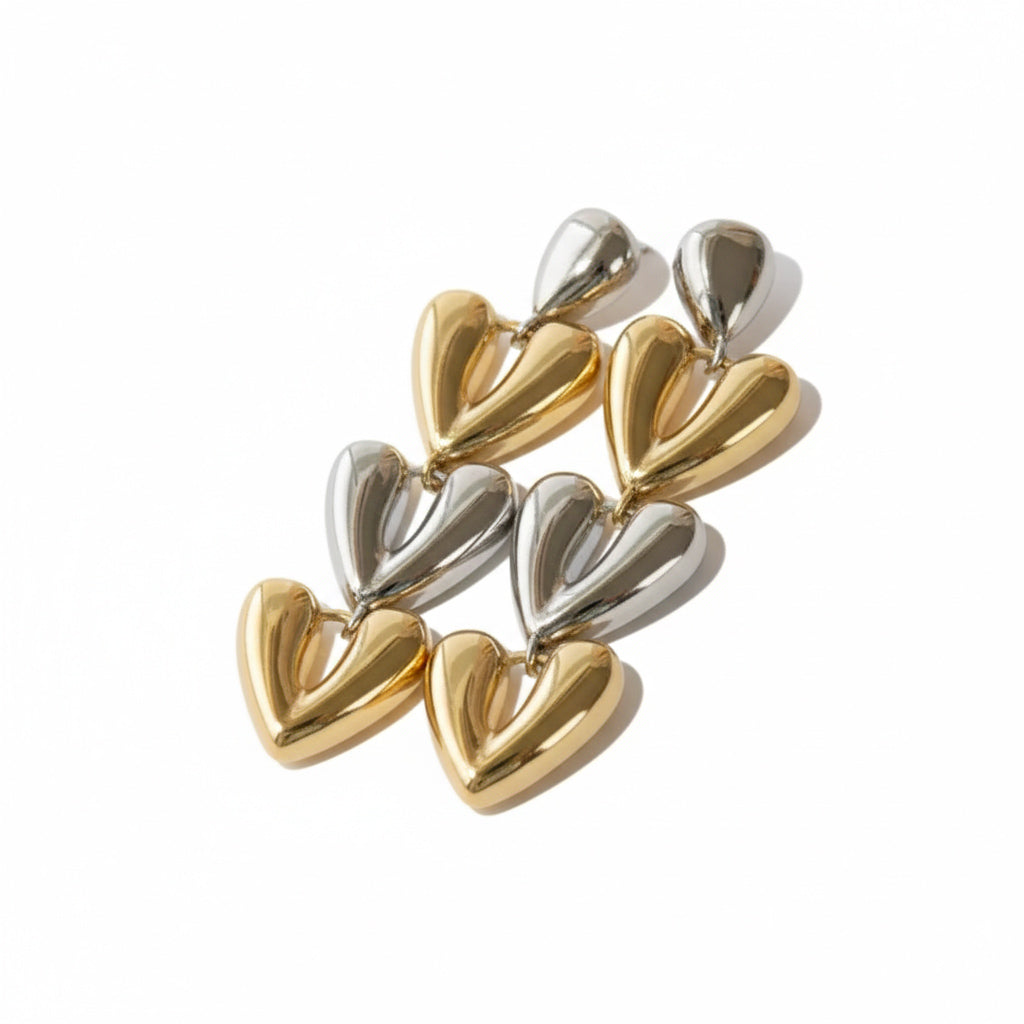 Triple Heart Statement Earrings