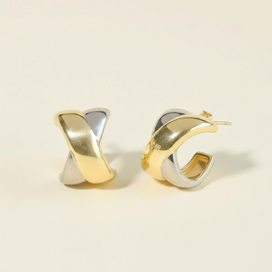 Dual Tone Hoop Earrings