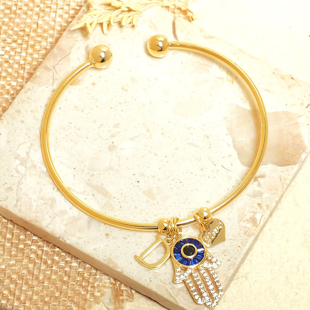 Personalized Initial Hamsa Bracelet + Gift Box